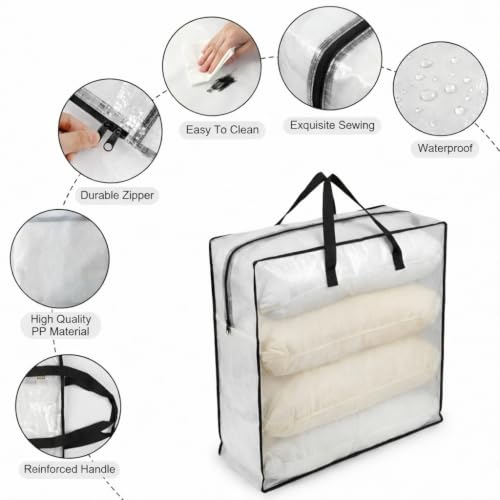 95L Underbed Storage Bag - Clear Foldable Bedding Organizer (1 Pack)