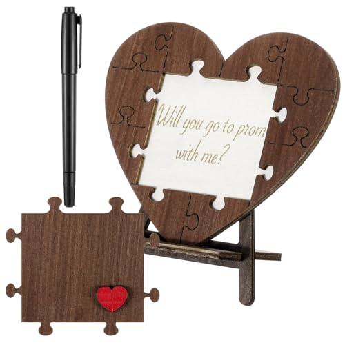 Wooden Heart Puzzle Prom Proposal Sign with Pen - Invite Her