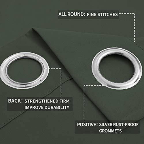 Easy-Going Blackout Curtains, Thermal Insulated Grommet Drapes, 52x63 in Greyish Green - Noise Reduction & Room Darkening