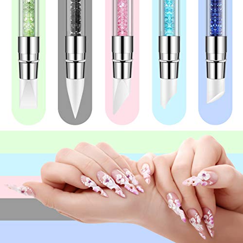 5 Pcs Silicone Nail Art Brushes Dual Tipped Carving Pens
