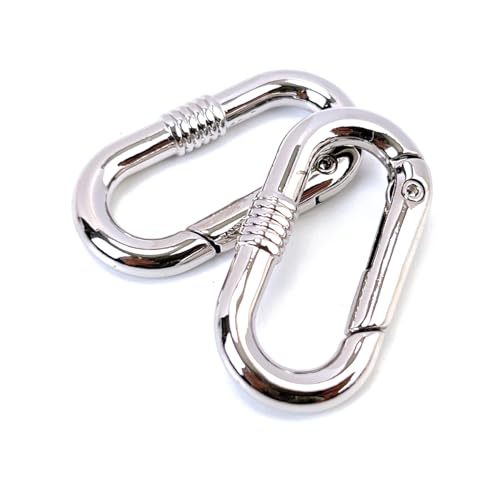 VersaKits Silver Oval Carabiner Clips 10-Pack - Zinc Alloy Spring Gate