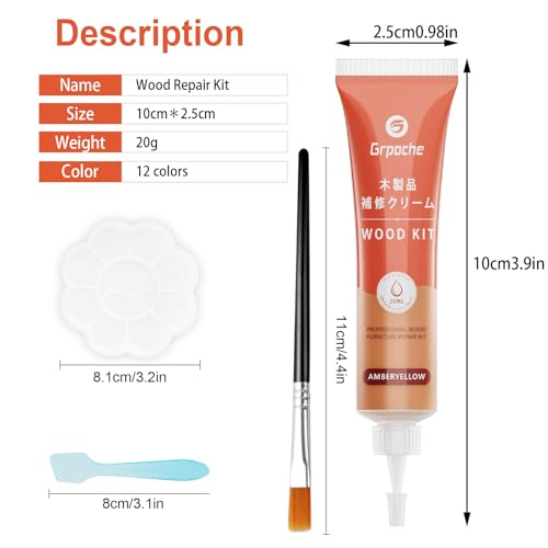 Wood Furniture Repair Kit 12 Colors Upgrade - Scratch, Stain, Dent Touch Up