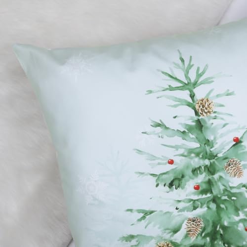 Bonhause Christmas Tree Throw Pillow Covers 18x18, Set of 4 Velvet Xmas Decor