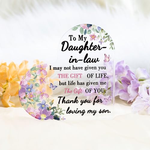 Pink-Law Daughter-in-Law Gifts Acrylic Decoration from Mother-in-Law, Wedding & Birthday Present