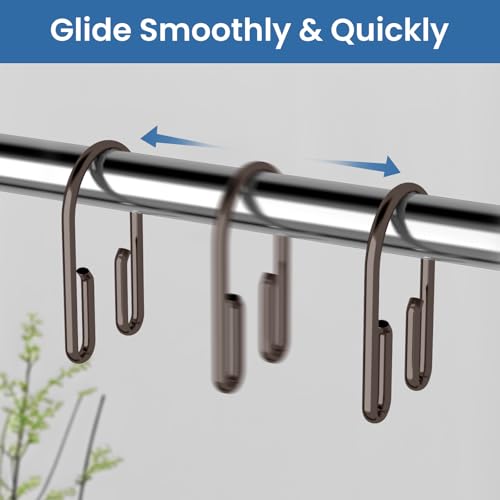 Rust-Resistant Double Shower Curtain Hooks - Set of 12