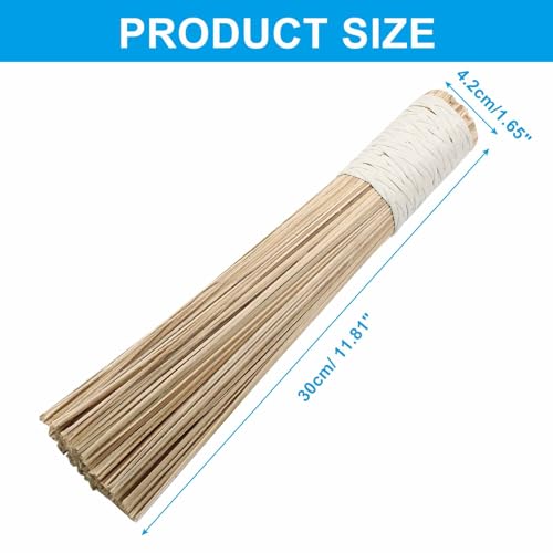 Kyuionty 12-Inch Natural Bamboo Wok Brush - 2 Pack Flat Head Pot Scrubber