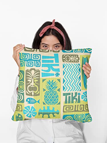 Tiki Decorative Throw Pillow Cover - 18x18 Soft Plush Cushion Case