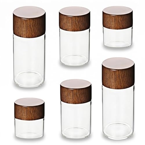LOLUTIY 6-Piece Mini Glass Airtight Container Set - 10ml, 20ml, 30ml