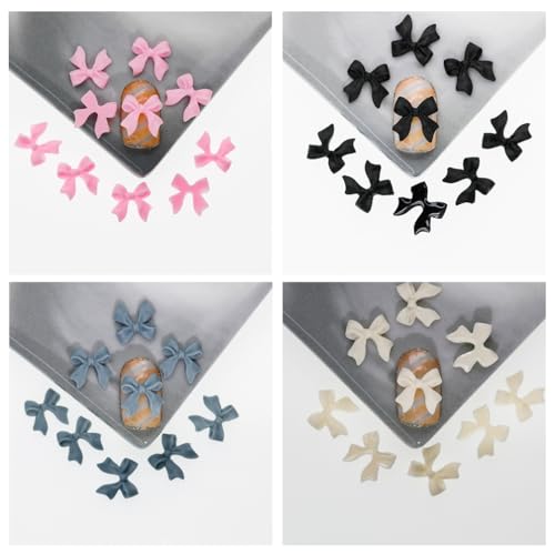 Furimuk 200 Pcs 3D Bow Nail Charms Colorful Resin Bowknot Art Accessories