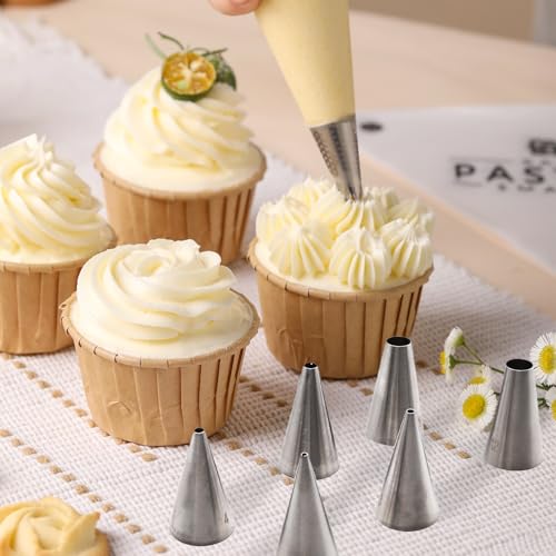 WINDAWNKE 9-Piece Large Stainless Steel Piping Tips Set for Cake Decorating