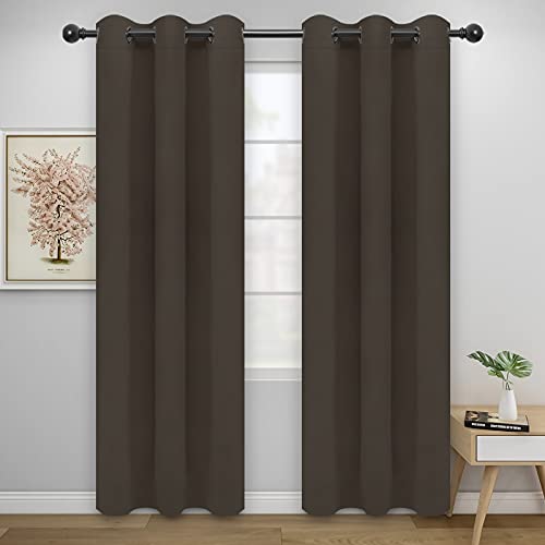 Easy-Going Blackout Curtains, Thermal Insulated Grommet Drapes, 42x84, Coffee