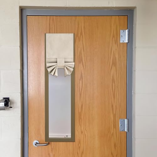 NICETOWN 100% Blackout Door Curtain, No-Drill Adhesive, Beige, 10"W x 30"L