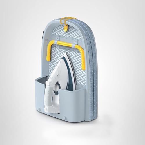 Joseph Joseph Pocket Folding Tabletop Ironing Board with Iron Holder and Wall Mount, Compact Space-Saving, Grey/Yellow