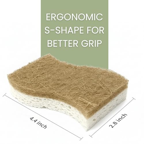 VIREO Eco-Friendly Biodegradable Sponges - 12 Pack Odor-Free Kitchen Scrubbers