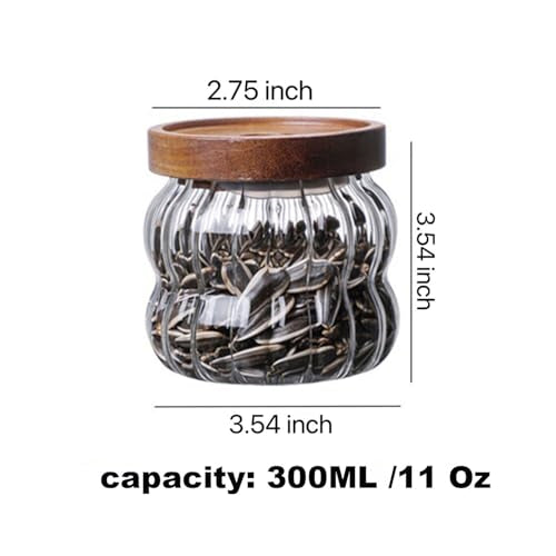 LUCKTE Small Glass Food Storage Jar with Airtight Acacia Wood Lid