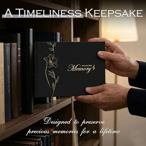 In Loving Memory Funeral Guest Book Set with Table Sign & Pen