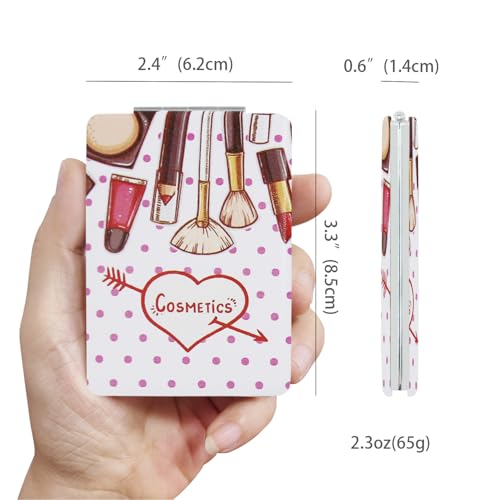 Pocket Mirror for Women 2-Pack 1X/3X Magnifying Compact PU Leather