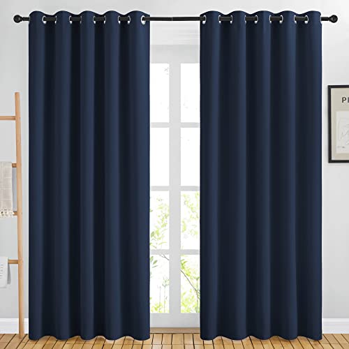 NICETOWN Navy Blackout Curtains, 2 Panels, 66x80 inch, Noise Reducing