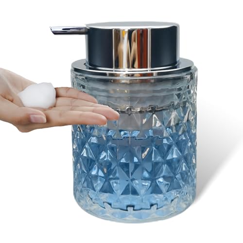 Glass Foaming Soap Dispenser with Silver Pump - Refillable