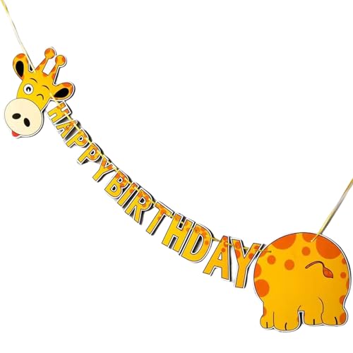 Giraffe Happy Birthday Banner - Jungle Safari Themed Party Bunting