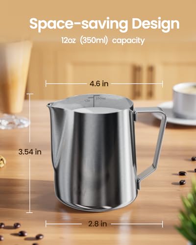 Maestri House 12oz Milk Frothing Pitcher with Latte Art Pen