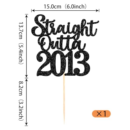 13th Birthday Cake Topper - Glitter 'Straight Outta 2013'