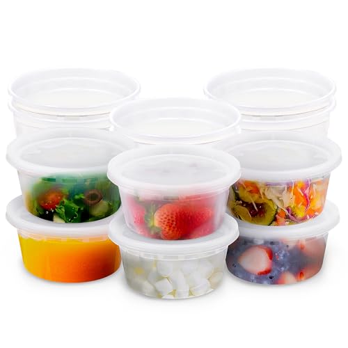 Wrapley 8oz Deli Food Containers with Lids - Leakproof Meal Prep Set (12 Pack)