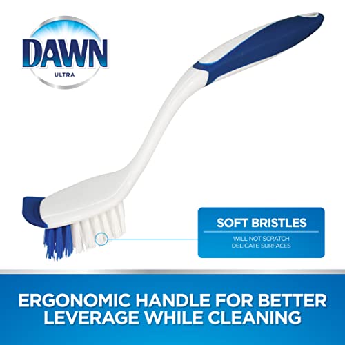 Dawn Dish Brush with Ergonomic Handle and Built-in Scraper, Soft Nylon