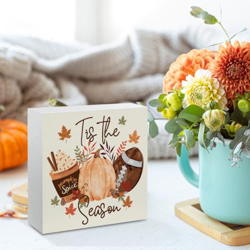 Fall Football Pumpkin Decor with Season Variant - Rustic Halloween Thanksgiving Home Gift