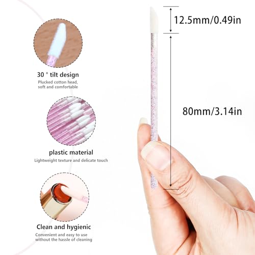 SruidyLady 50 PCS Disposable Lip Wands Glitter Crystal Lip Gloss Brushes