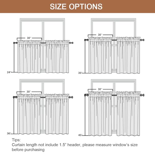 30"W x 24"L Taupe Light Blocking Cafe Curtains (Pack of 2)