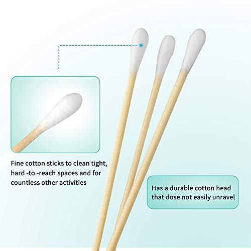 6 Inch Long Cotton Swabs with Wooden Handles - 200 Pcs Applicator