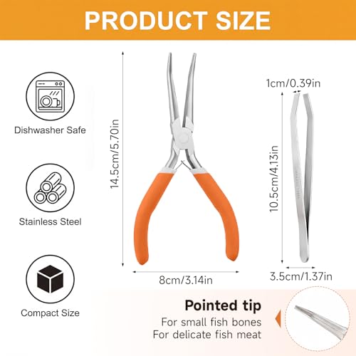 Stainless Steel Fish Bone Tweezers & Pliers Kit - 2 PCS