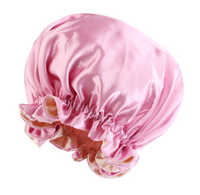 HinyBoeh Double-Layer Reversible Satin Bonnet for Long Curly Hair