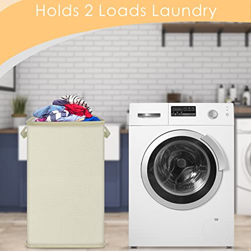 SNIGJAT 80L Beige Collapsible Laundry Basket with Handles