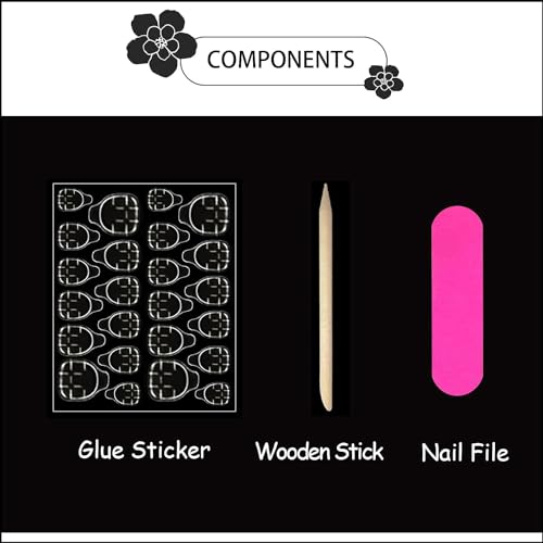 Pink French Polka Dot Press on Nails Medium Almond Fake Nails 24Pcs