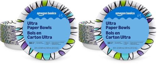 Amazon Basics Disposable Paper Bowls, 20 Oz, 50 Count