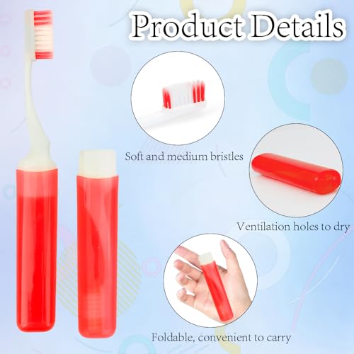 Foldable Travel Toothbrush Set 3-Pack Portable Camping Toothbrush with Case