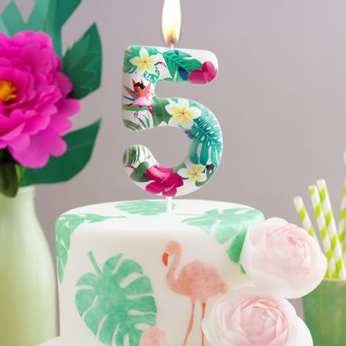 Flamingo Number 8 Birthday Candle Cake Topper - Tropical Party Decor