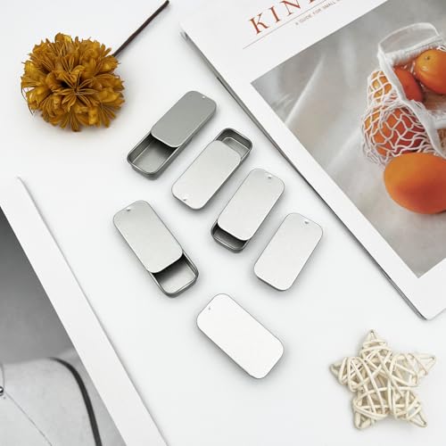 Slide-Top Aluminum Tin Containers 6-Pack - Mini Metal Boxes for Lip Balm and Small Items