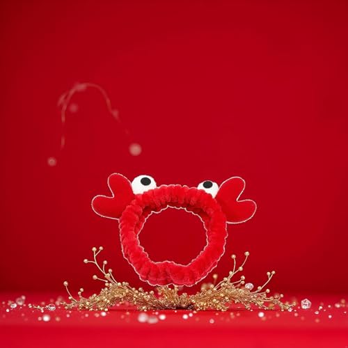 Red Crab Face Wash Headband Cute Soft Makeup Hair Band for Women Skincare