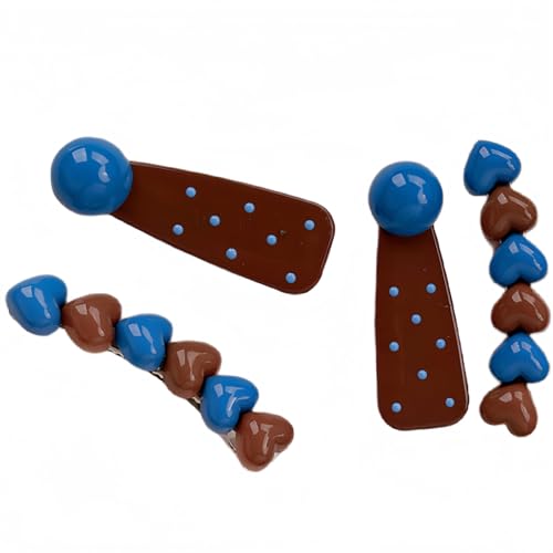 KANXINR Heart & Polka Dot Hair Barrettes 4-Pack Cute Styling Clips
