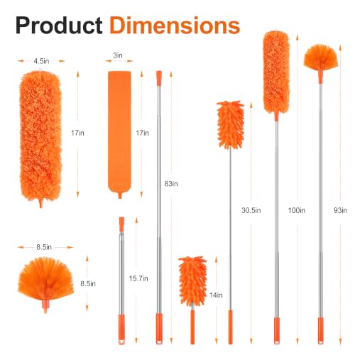 100-Inch Telescoping Cobweb Duster Kit with Microfiber & Brush