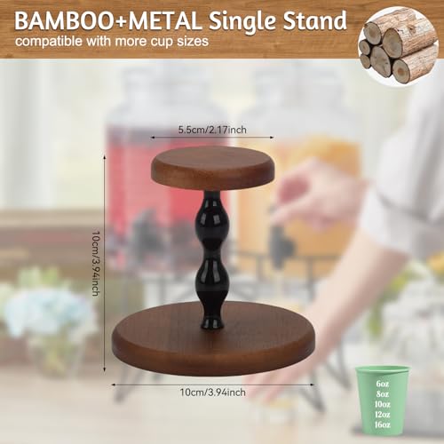 Cup Dispenser and Lid Organizer - Bamboo & Aluminum Storage Holder for 8oz Cups