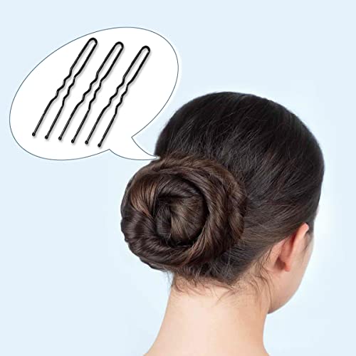 Black U Shaped Hair Pins 100 Pcs Heavy Duty Wave Hairgrips with Box
