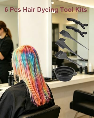 YUXIANG 6-Piece Hair Dye Brush and Silicone Bowl Set for Coloring