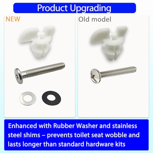 Kohler Toilet Seat Bolts Replacement Kit - Stainless Steel Hardware with Rubber Washers