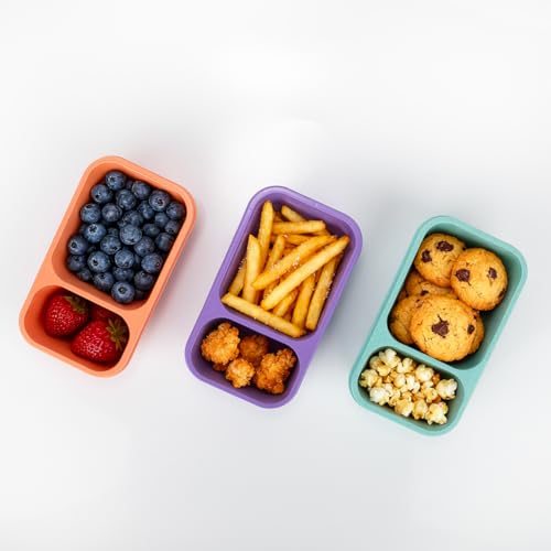 DOSEWART 2-Compartment Reusable Snack Container, Eco-Friendly Wheat Straw