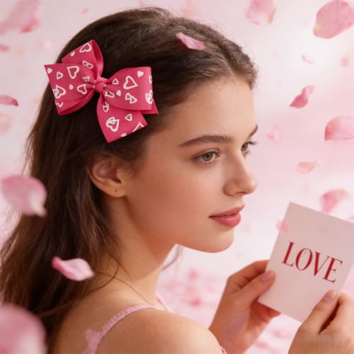 Valentine's Day Bow Headband and Hair Clips Set Red Heart Hair Accessories