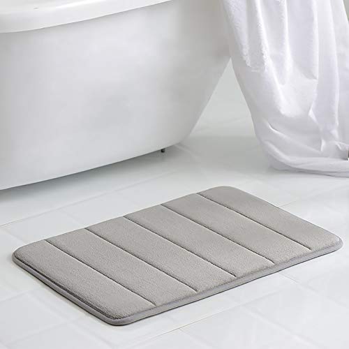VANRA Grey Anti-Slip Memory Foam Bath Mat 15.7" x 23.6"